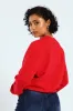 Lurex Embroidered Blouson Sweat Top - Red sold by Edgars 