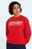 Lurex Embroidered Blouson Sweat Top - Red sold by Edgars 