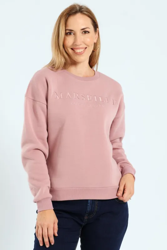 Marseille Tonal Embroidered Pullover - Mauve sold by Edgars