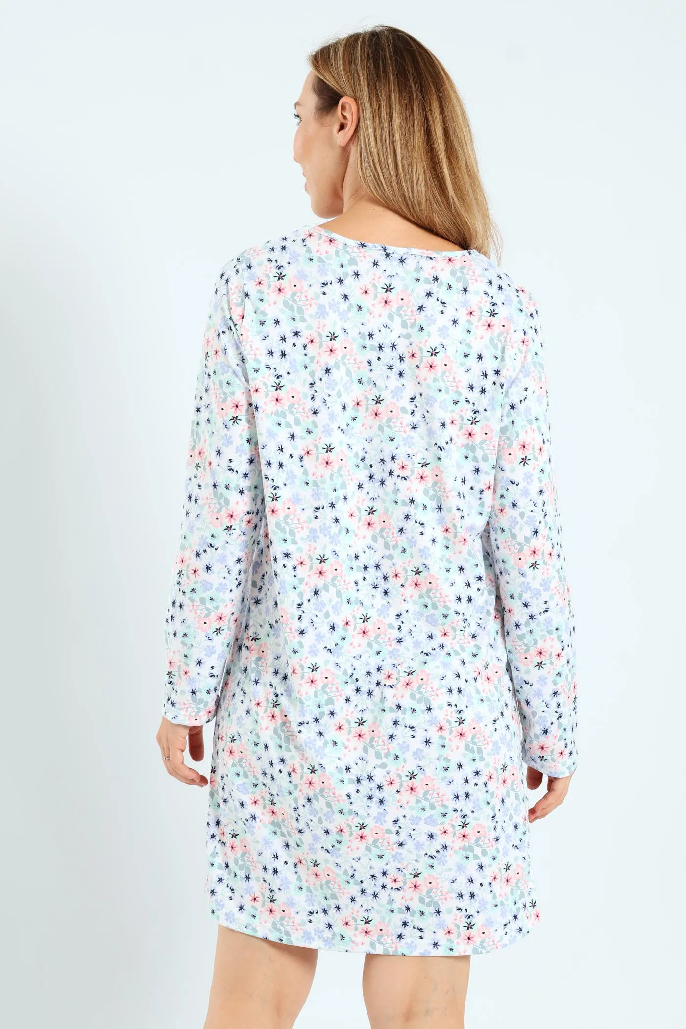 2 Pack Lace Detail Ditsy Floral Sleepshirts - White/Blue sold by Edgars product image thumbnail 5