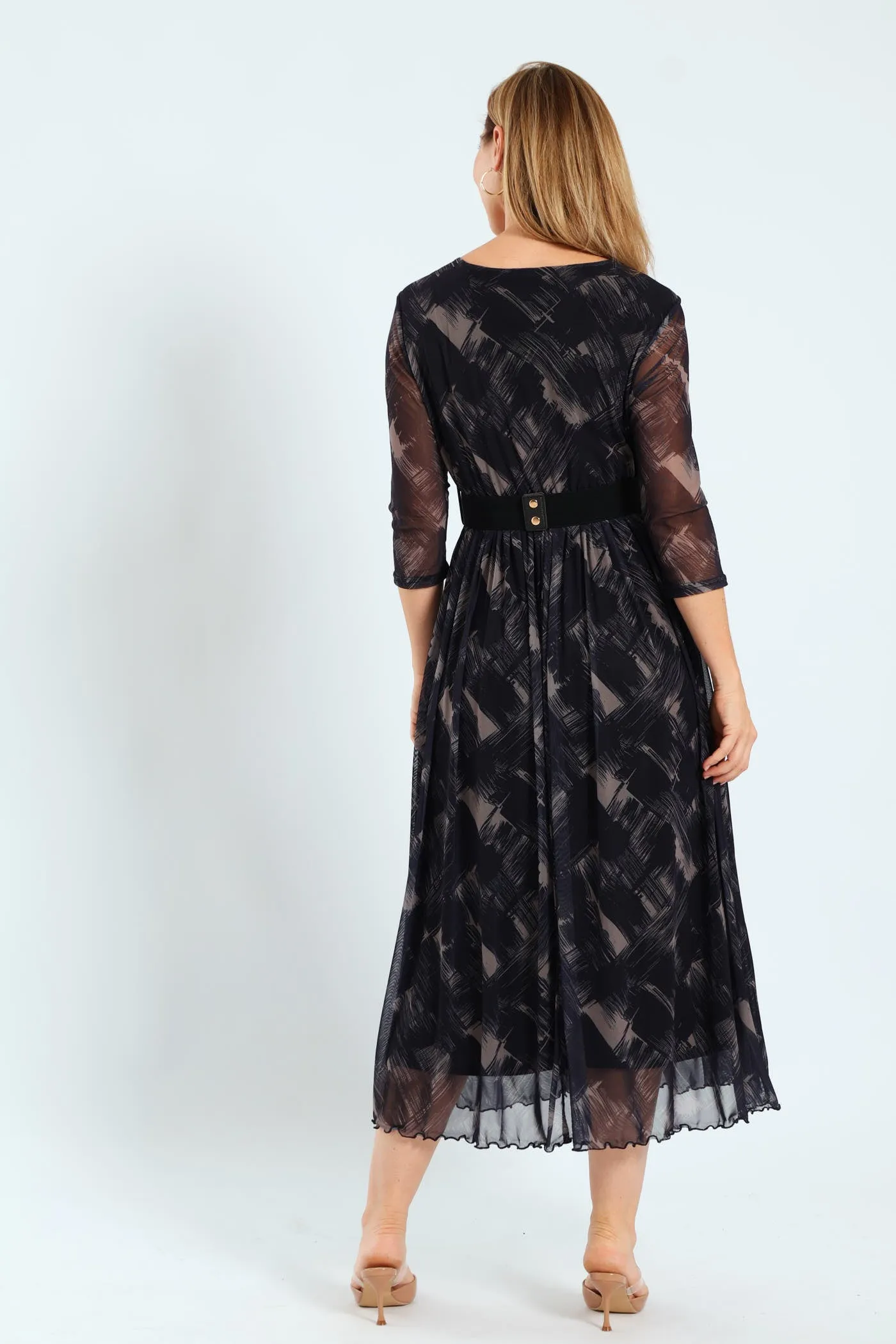 Pleated Belt Mesh Maxi Dress sold by Edgars product image thumbnail 4