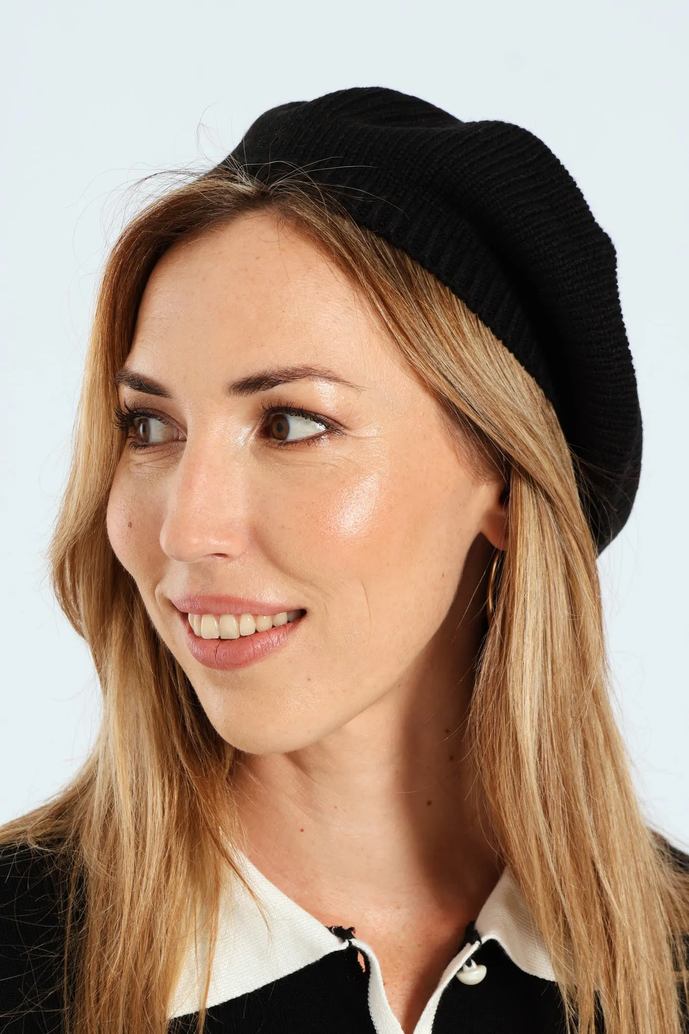 Fine Knitted Beret - Black sold by Edgars