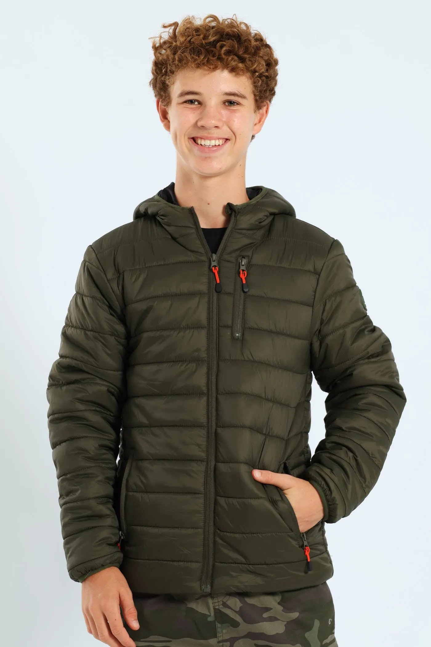 Boys Puffer Jacket - Olive sold by Edgars