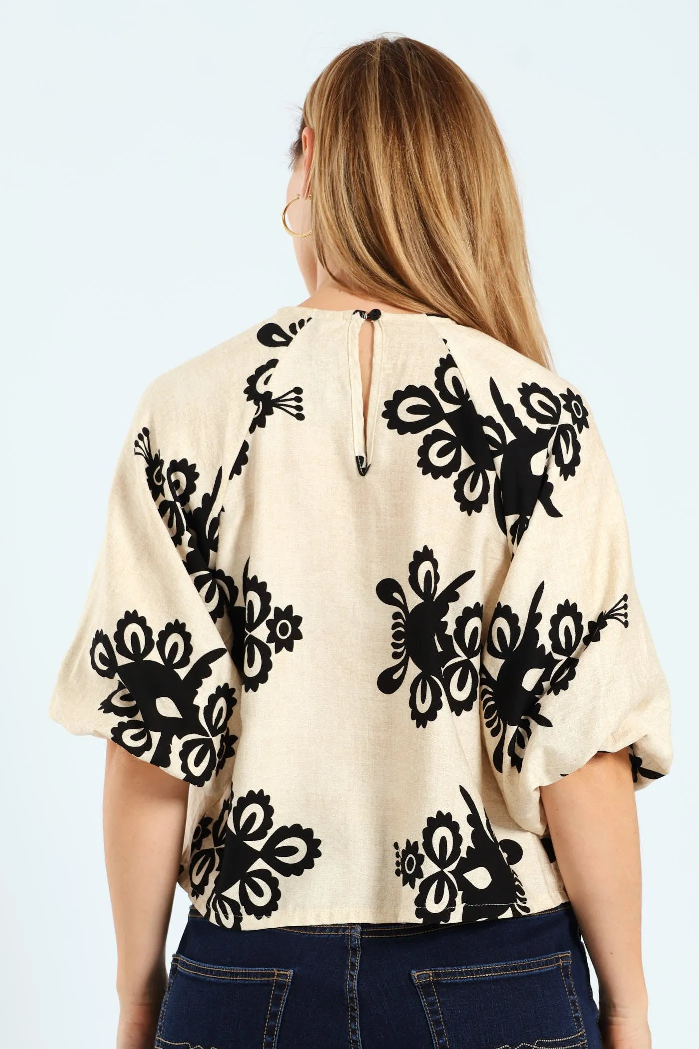Bubble Raglan Sleeve Blouse - Cream/Black sold by Edgars product image thumbnail 2