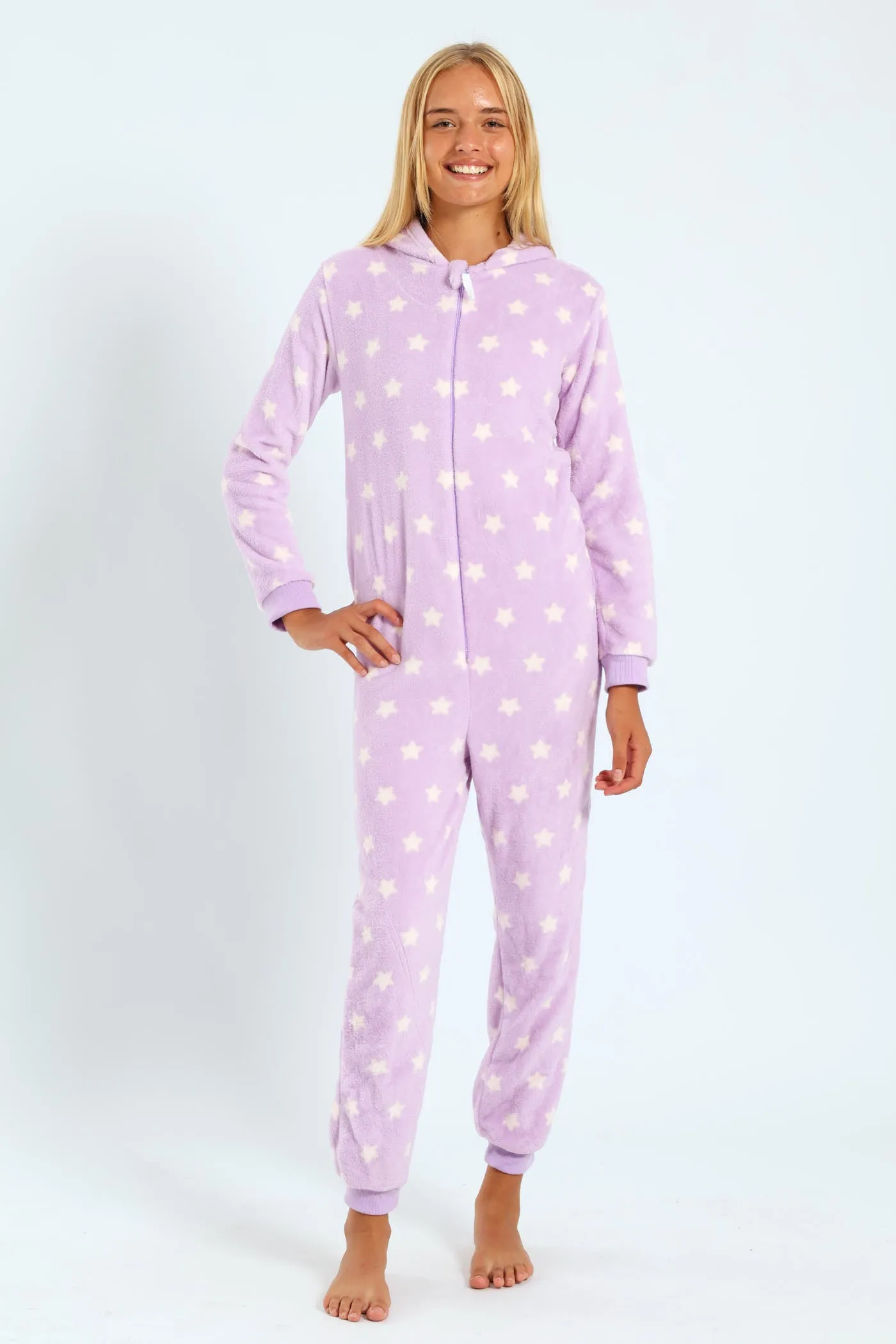 Girls Star Print Onesie - Lilac sold by Edgars