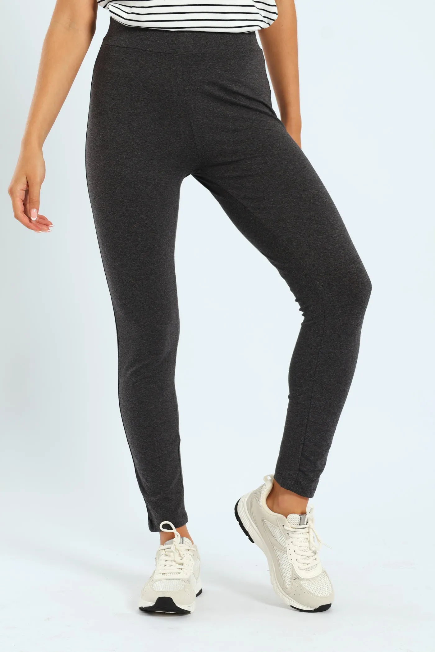 Basic Legging With Wide Waistband - Charcoal Melange sold by Edgars