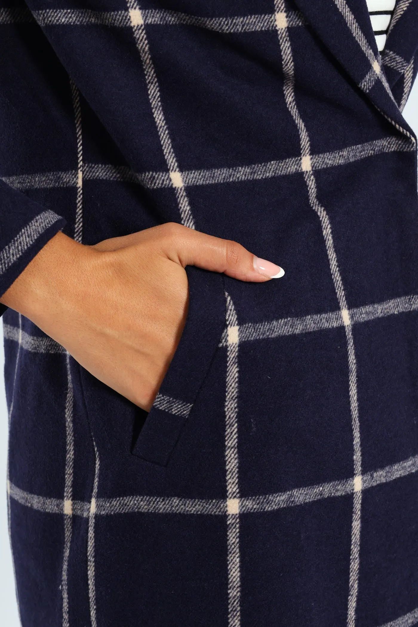 Charlotte Grid Check Single Breasted Coat - Navy sold by Edgars product image thumbnail 4