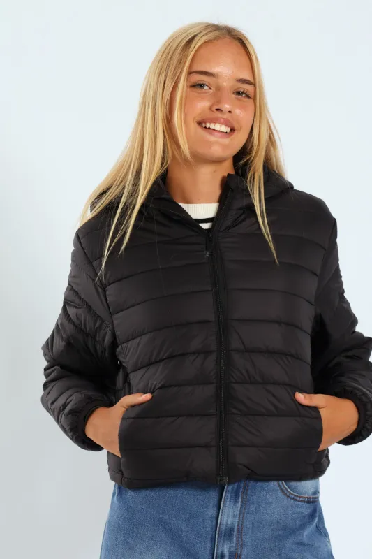 Girls Nylon Puffer - Black sold by Edgars
