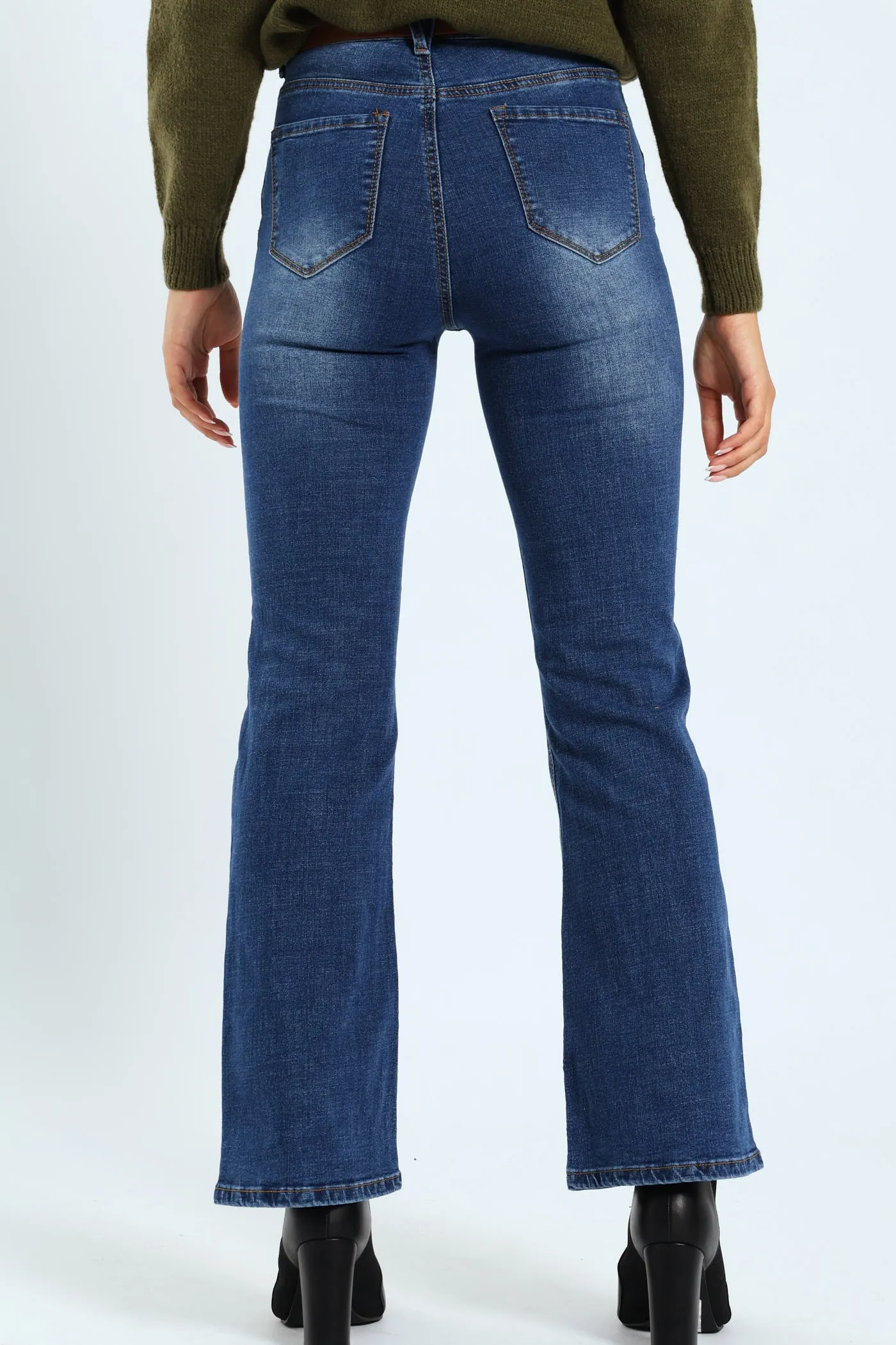 Floral Embroidered Bootleg Belted Jean - Medium Wash sold by Edgars product image thumbnail 4