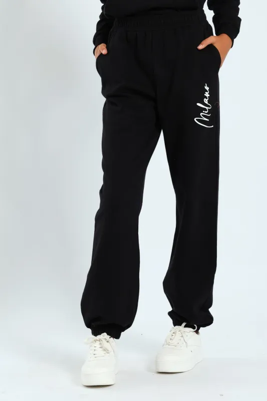 Girls Cherry Fleece Jogger - Black sold by Edgars