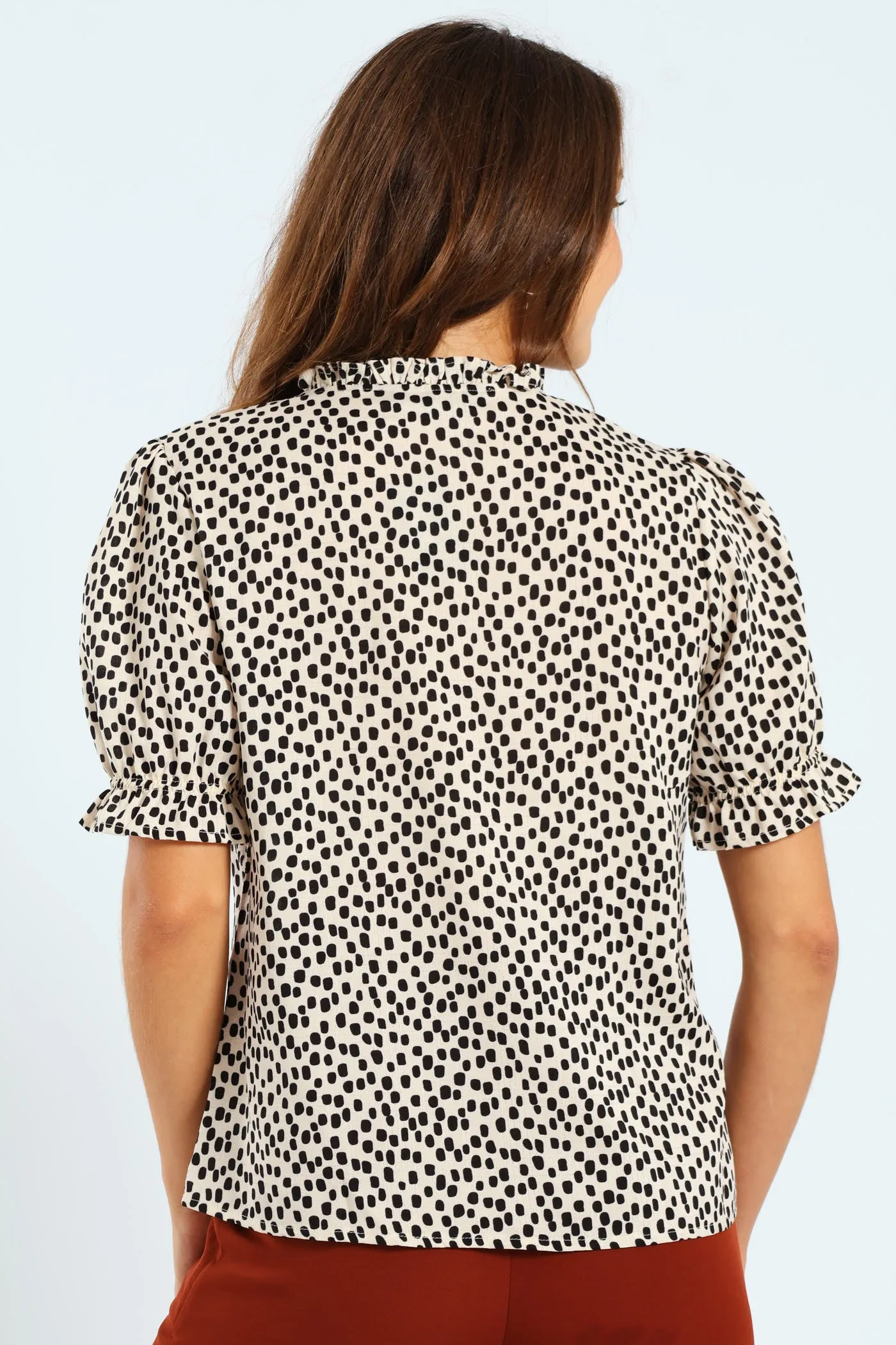 V-Neck Frill Puff Sleeve Blouse - Stone sold by Edgars product image thumbnail 3