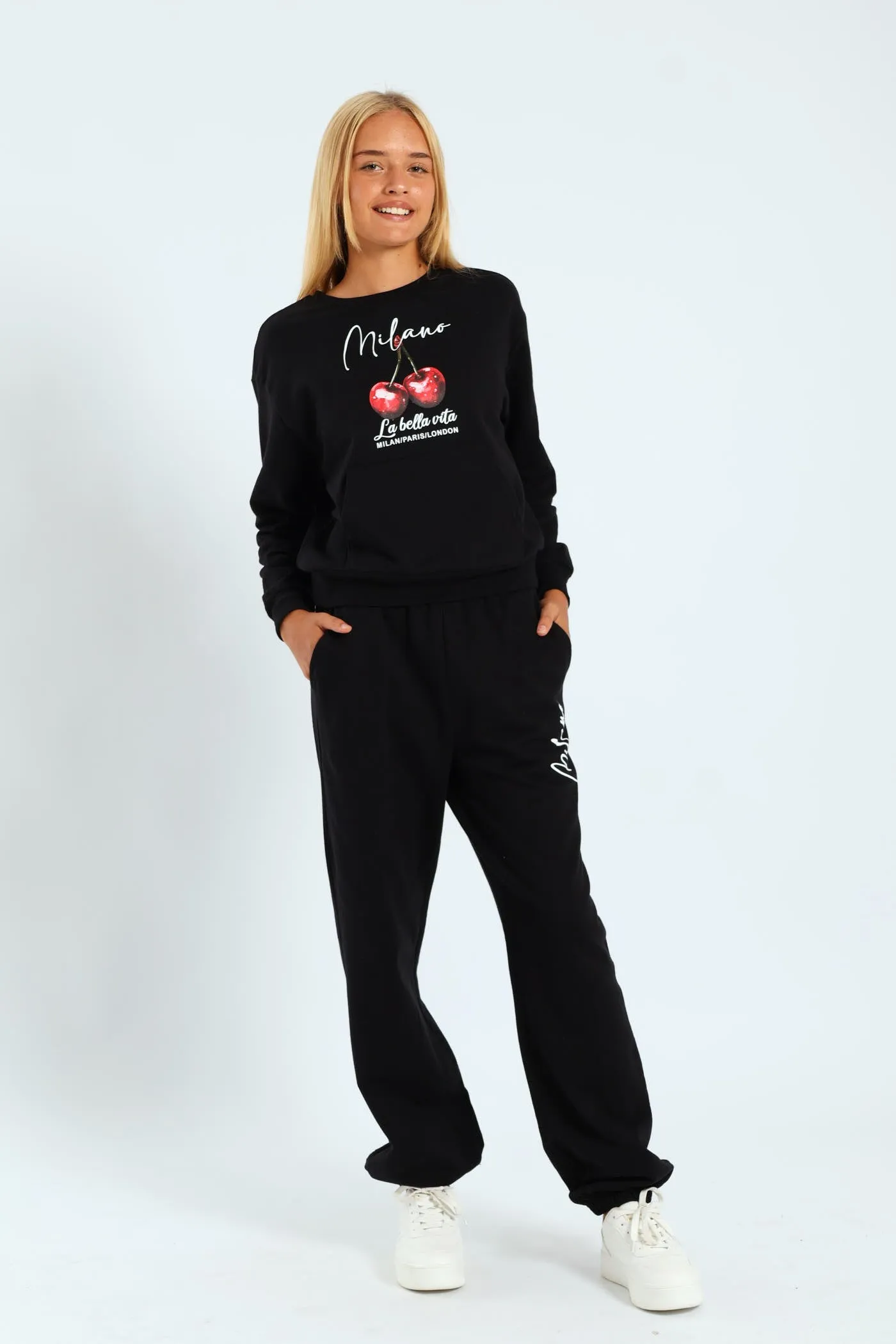 Girls Cherry Fleece Crew Top - Black sold by Edgars product image thumbnail 5