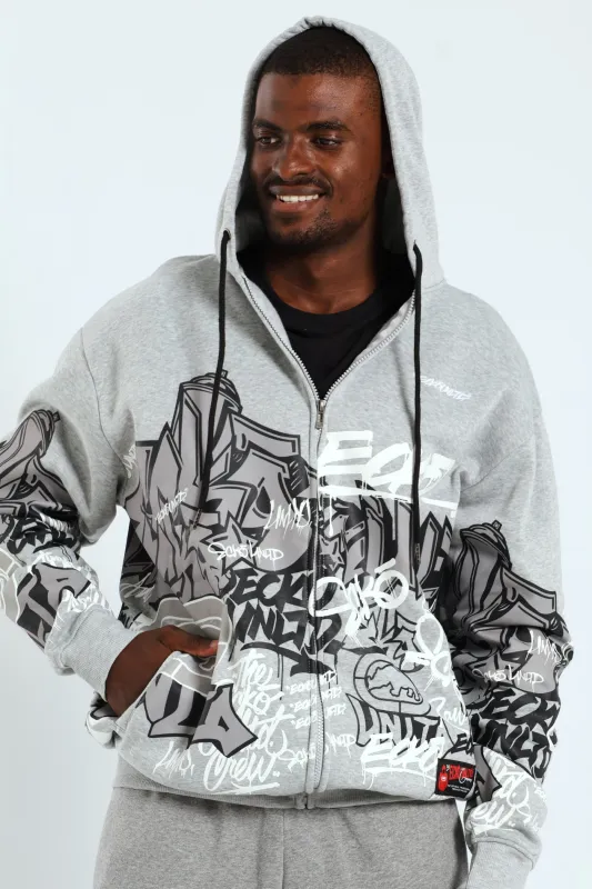 Graffiti Hoody - Grey Melange sold by Edgars 