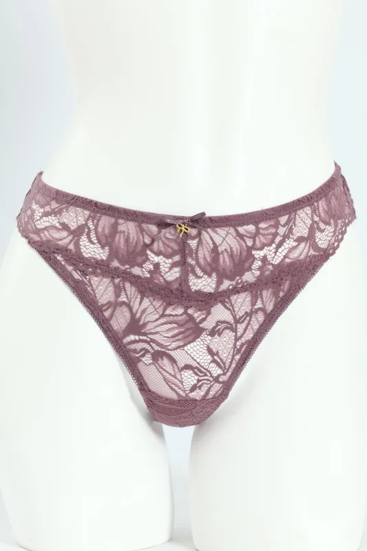 Lace Thong Panty - Plum sold by Edgars
