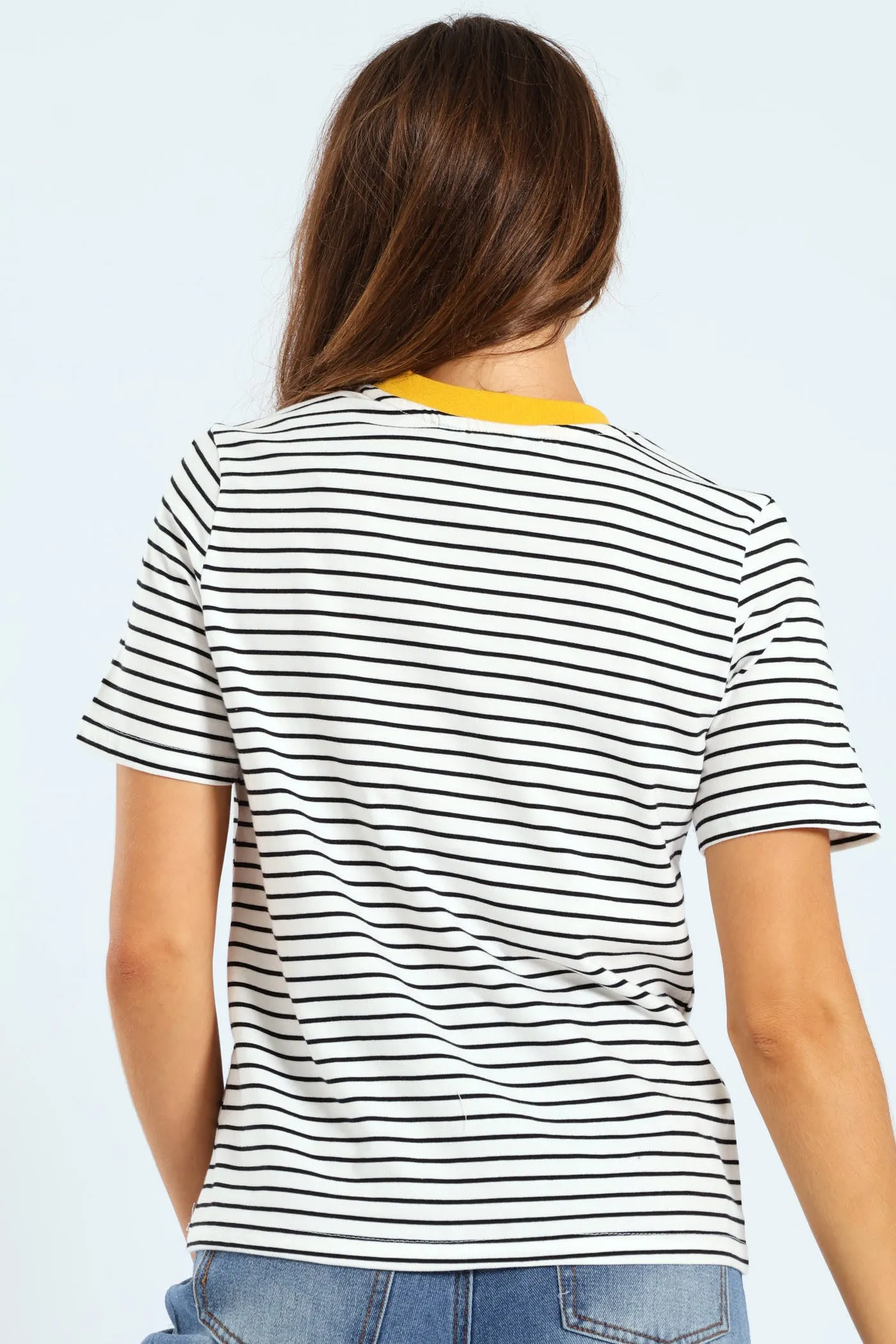Boxy Skinny Stripe Tee With Contrast Rib Detail - Black/White sold by Edgars product image thumbnail 3