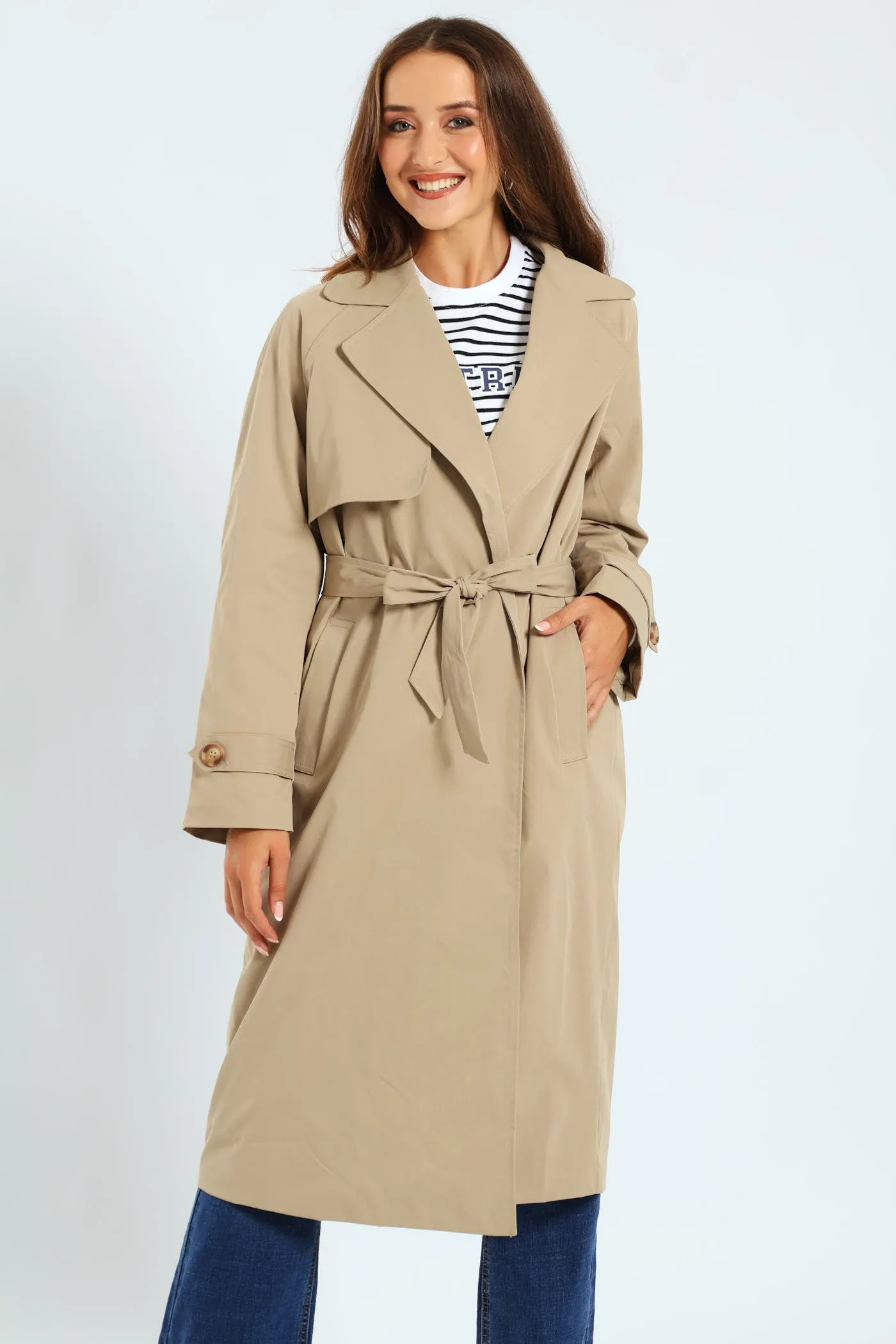 Wrap Trench Coat With Self Belt - Khaki sold by Edgars product image thumbnail 2