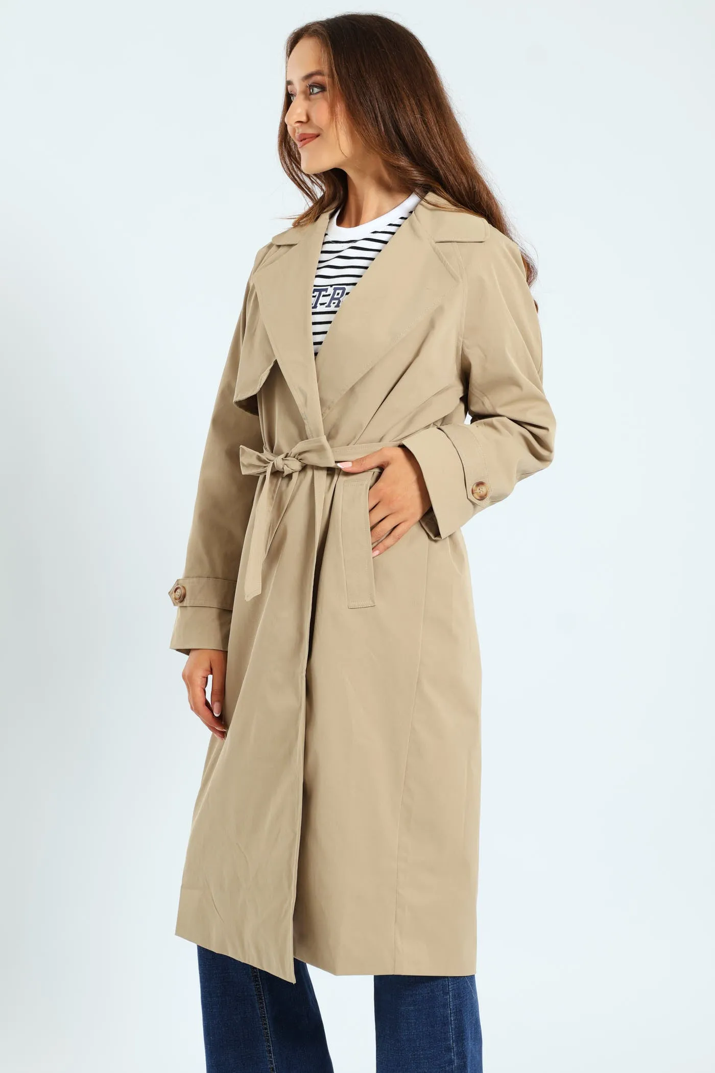 Wrap Trench Coat With Self Belt - Khaki sold by Edgars product image thumbnail 3