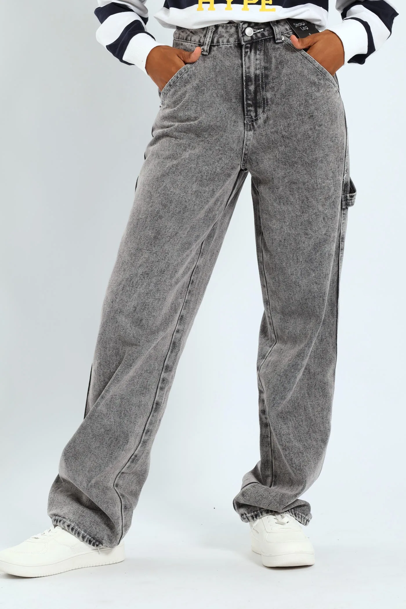 Contrast Stitch Carpenter Jean - Salty Grey sold by Edgars