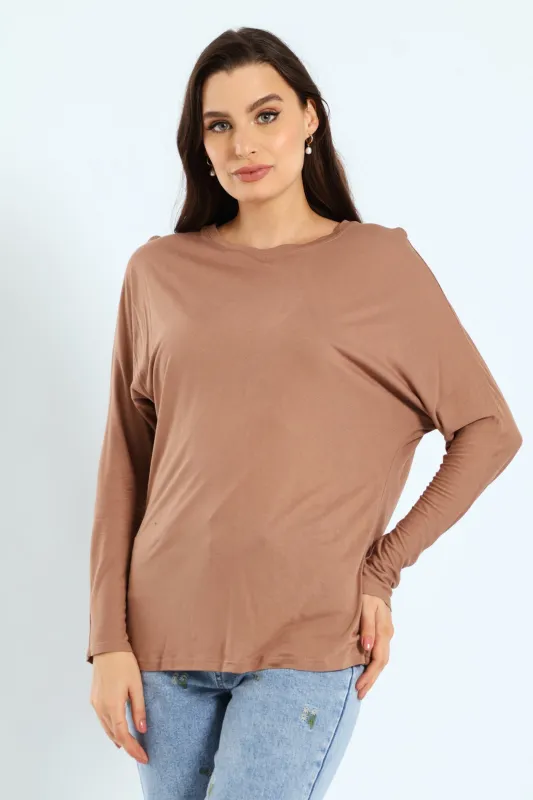 Dolman Sleeve Viscose Top - Light Brown sold by Edgars