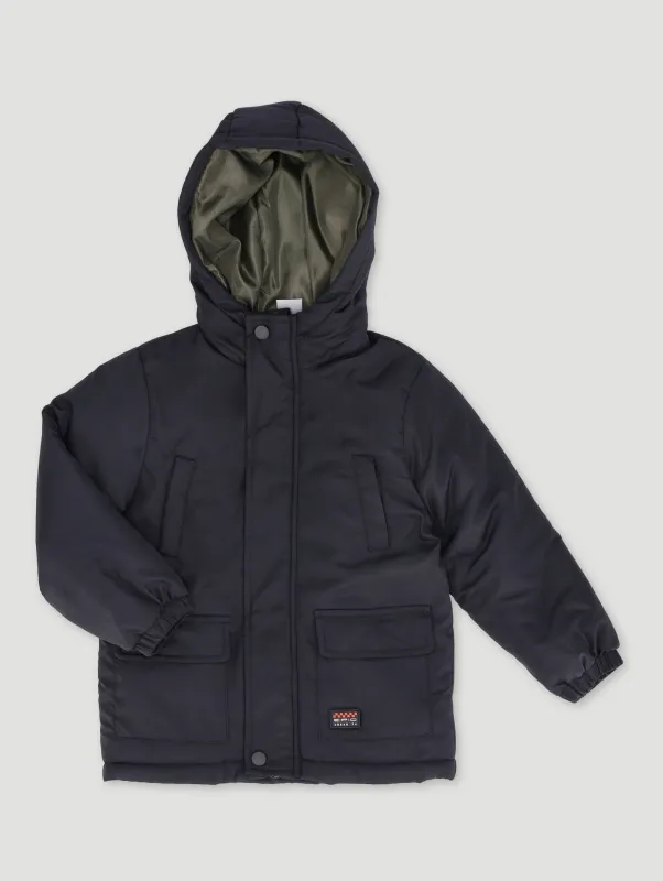 Pre-Boys Parka Longer Length Jacket - Black sold by Edgars