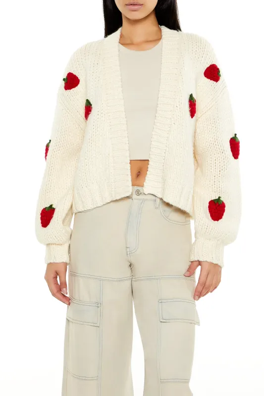 Strawberry Cropped Cardigan - Cream sold by Edgars