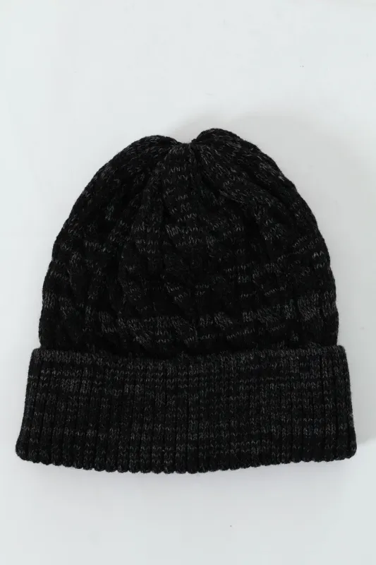 Cable Knit Beanie - Charcoal sold by Edgars