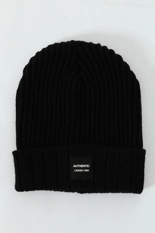 Authentic Rib Beanie - Black sold by Edgars