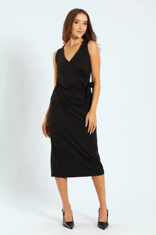 Mock Wrap Tie Up Midi Dress sold by Edgars 