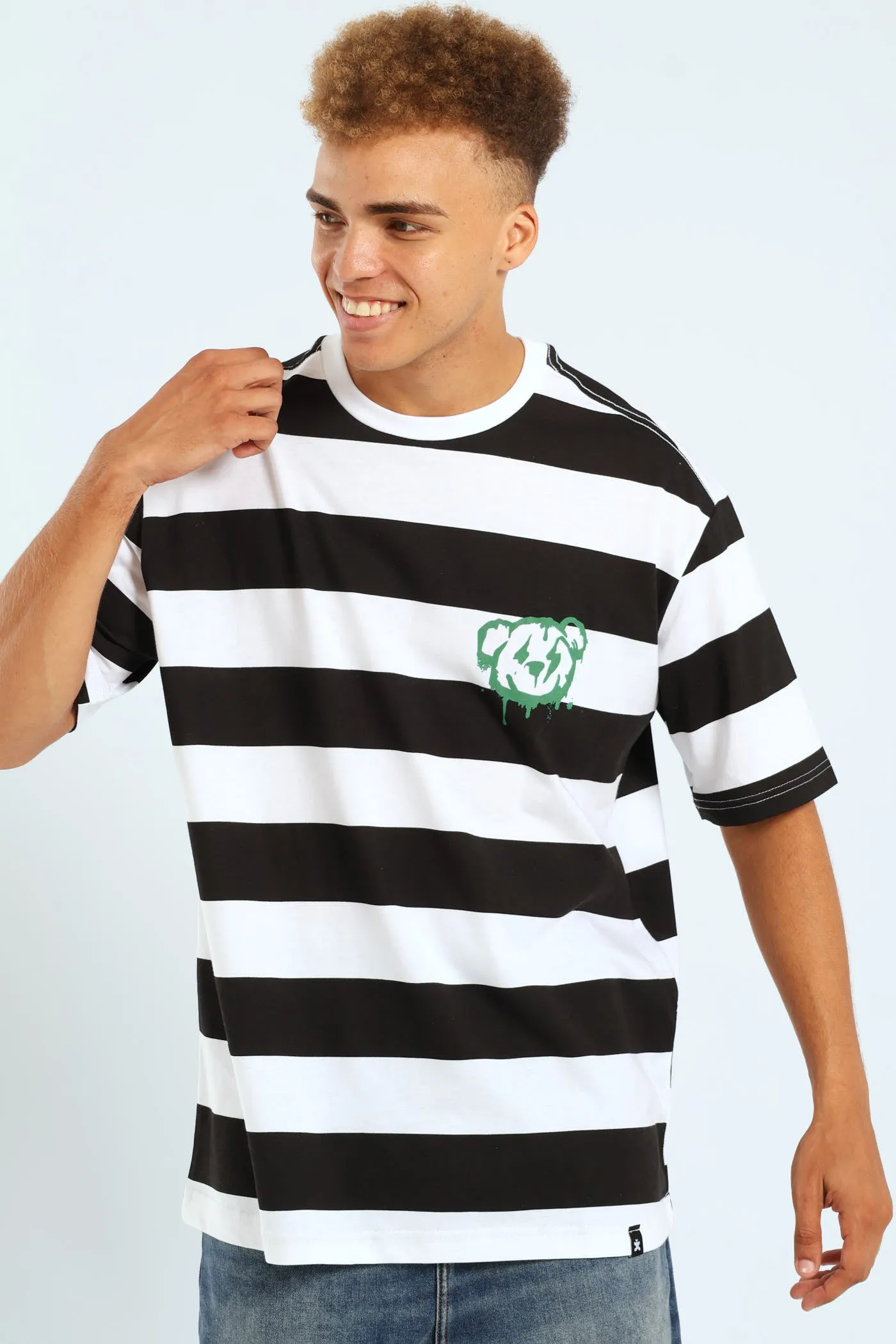 Rugby Stripe Tee - Black sold by Edgars