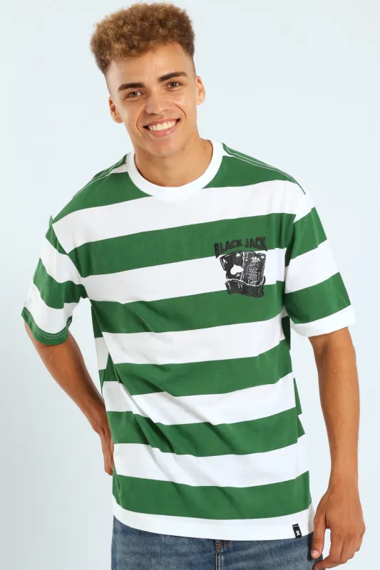 Rugby Stripe Tee - Green sold by Edgars