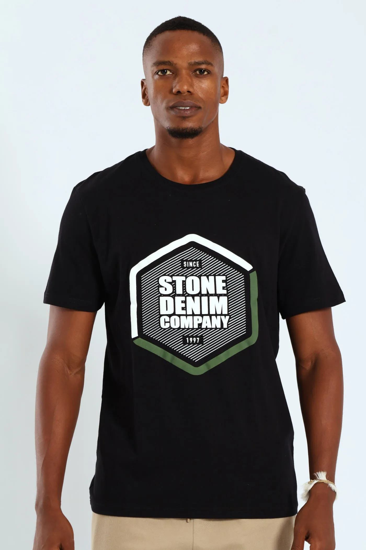 Denim Company Hexagon Puff Tee - Black sold by Edgars