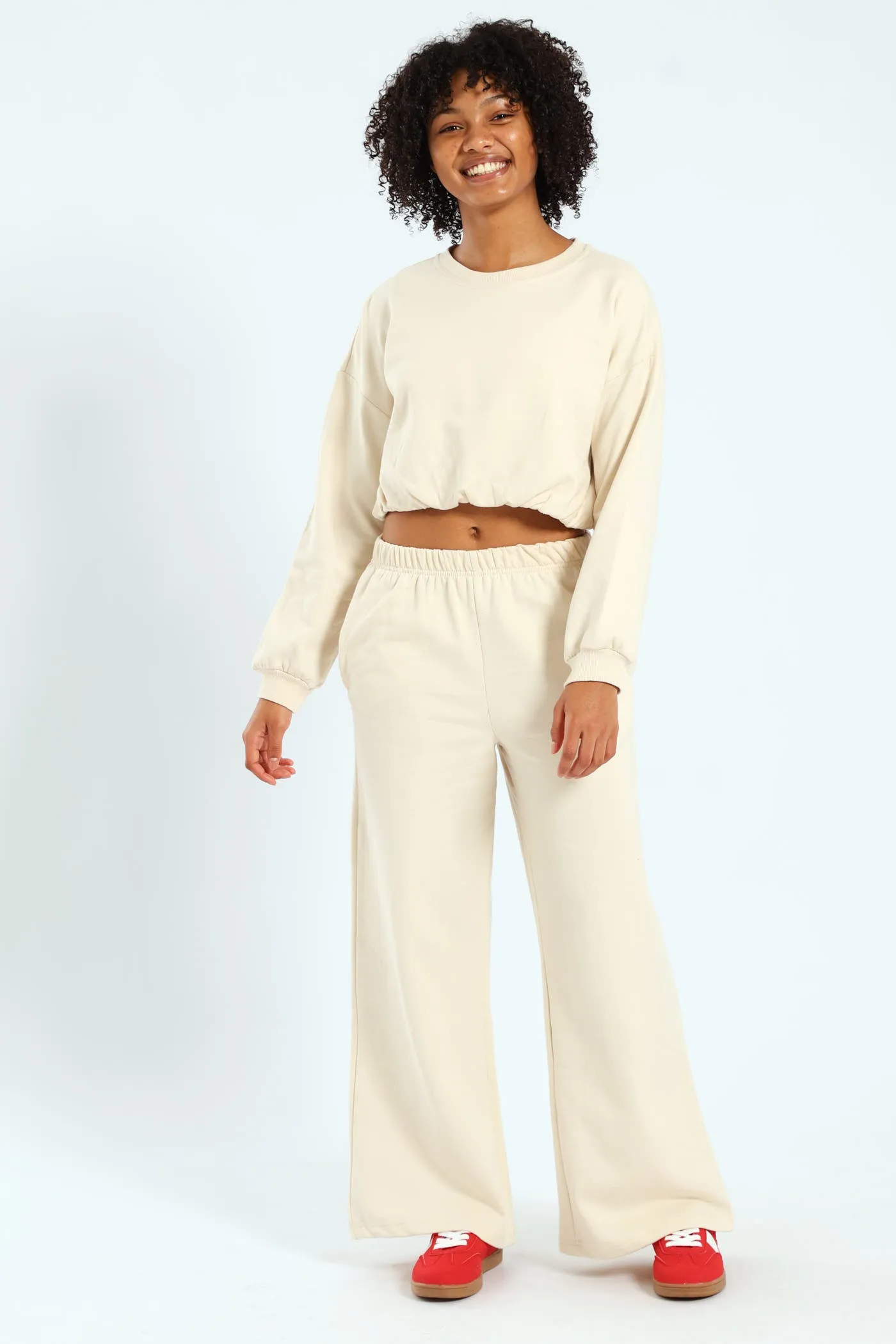 Girls Fleece Wide Leg Pants - Cream sold by Edgars product image thumbnail 2