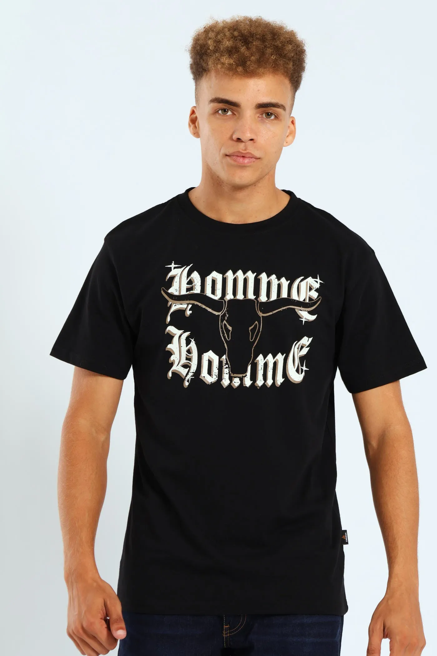 Basic Short Sleeve Print Tee - Black sold by Edgars