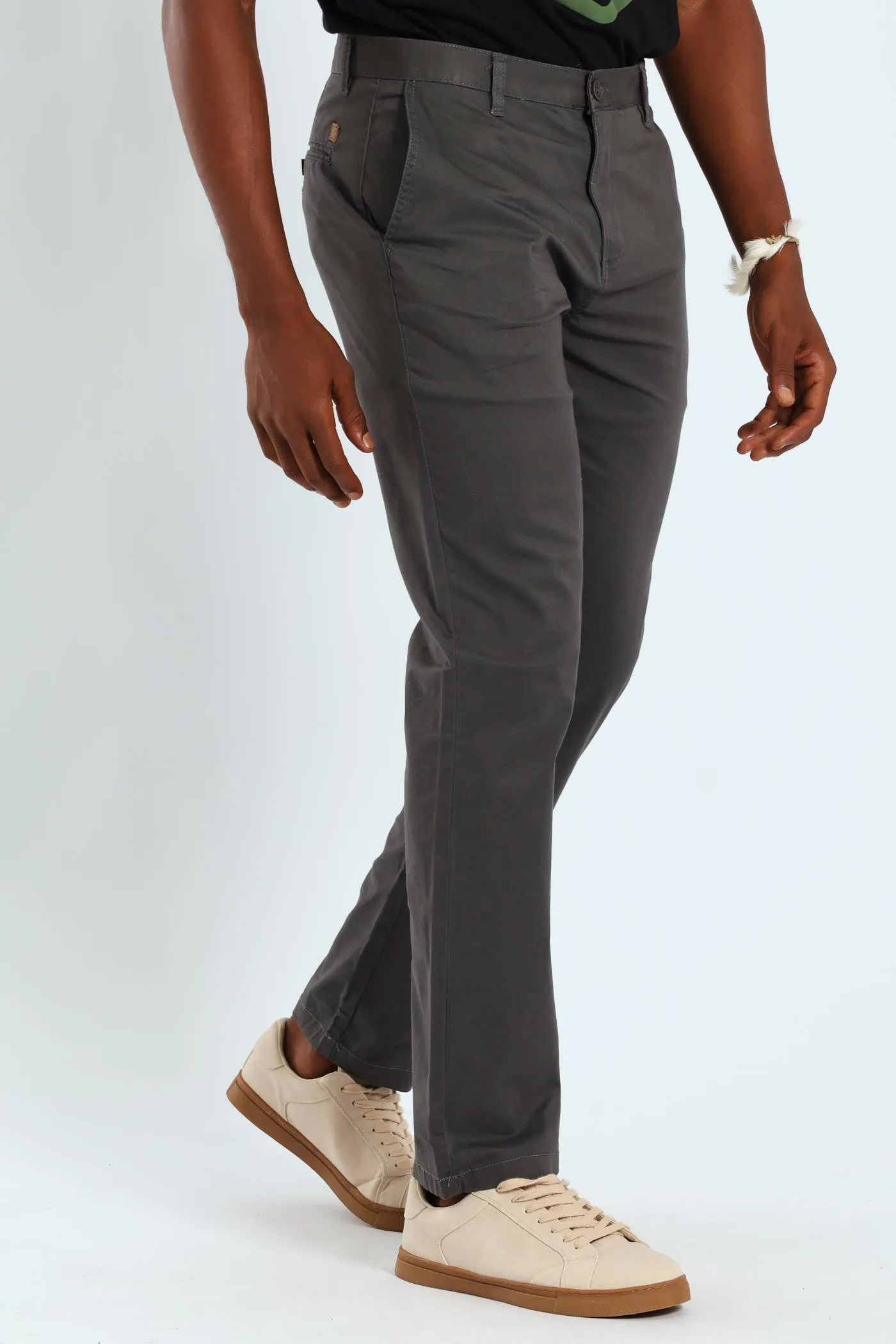 Basic Straight Stretch Chino - Grey sold by Edgars