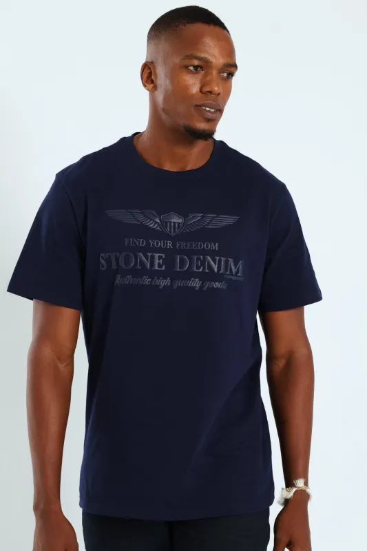 Wings Shield HD Puff Print Tee - Navy sold by Edgars