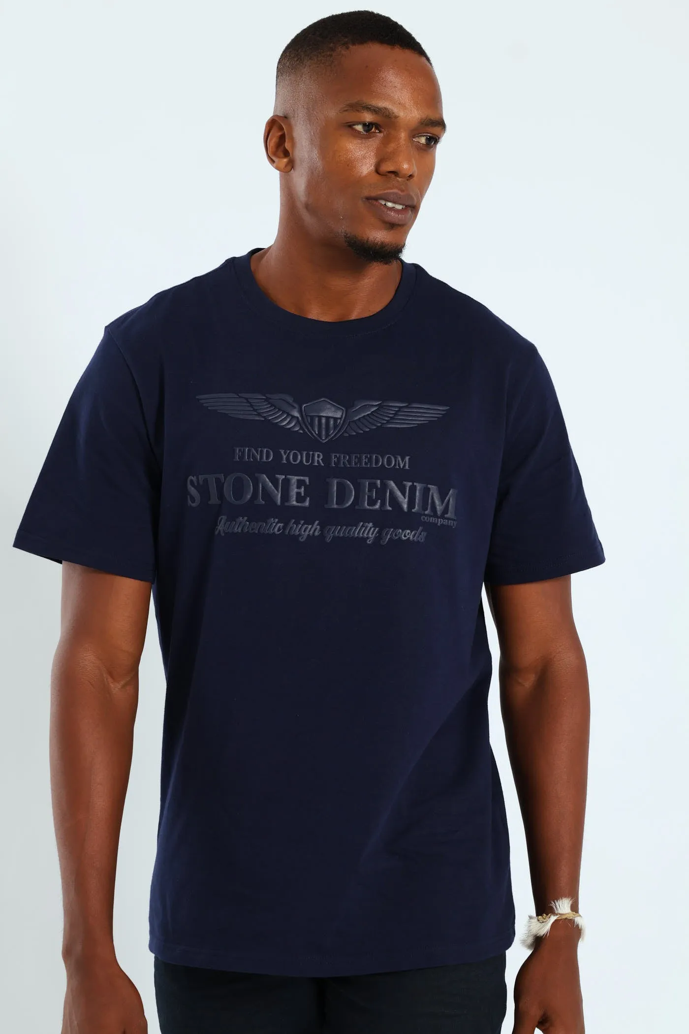 Wings Shield HD Puff Print Tee - Navy sold by Edgars