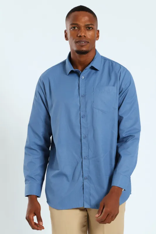 Textured Long Sleeve Shirt - Smokey Blue sold by Edgars