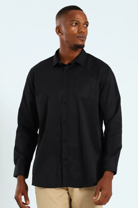Textured Long Sleeve Shirt - Black sold by Edgars 