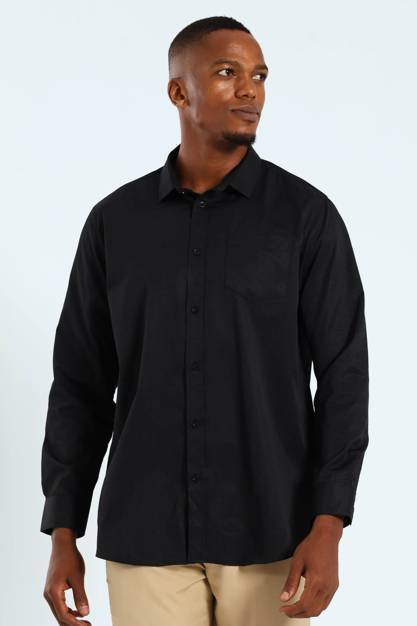 Textured Long Sleeve Shirt - Black sold by Edgars