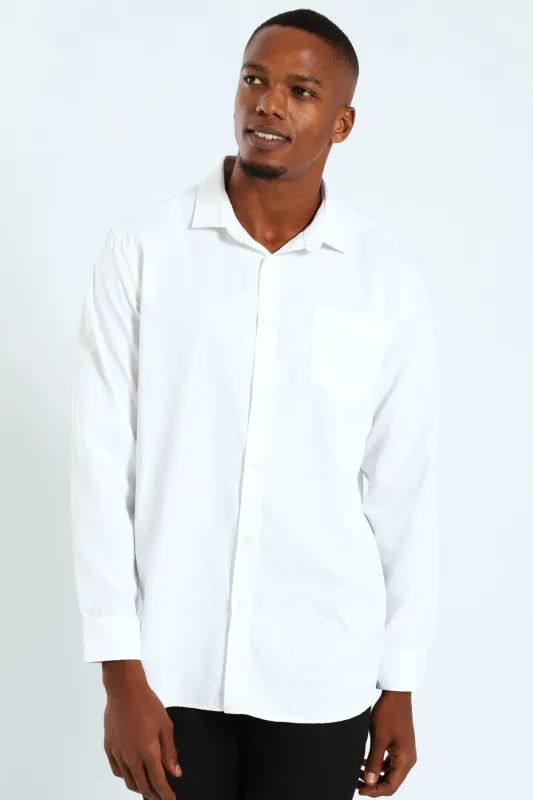 Textured Long Sleeve Shirt - White sold by Edgars
