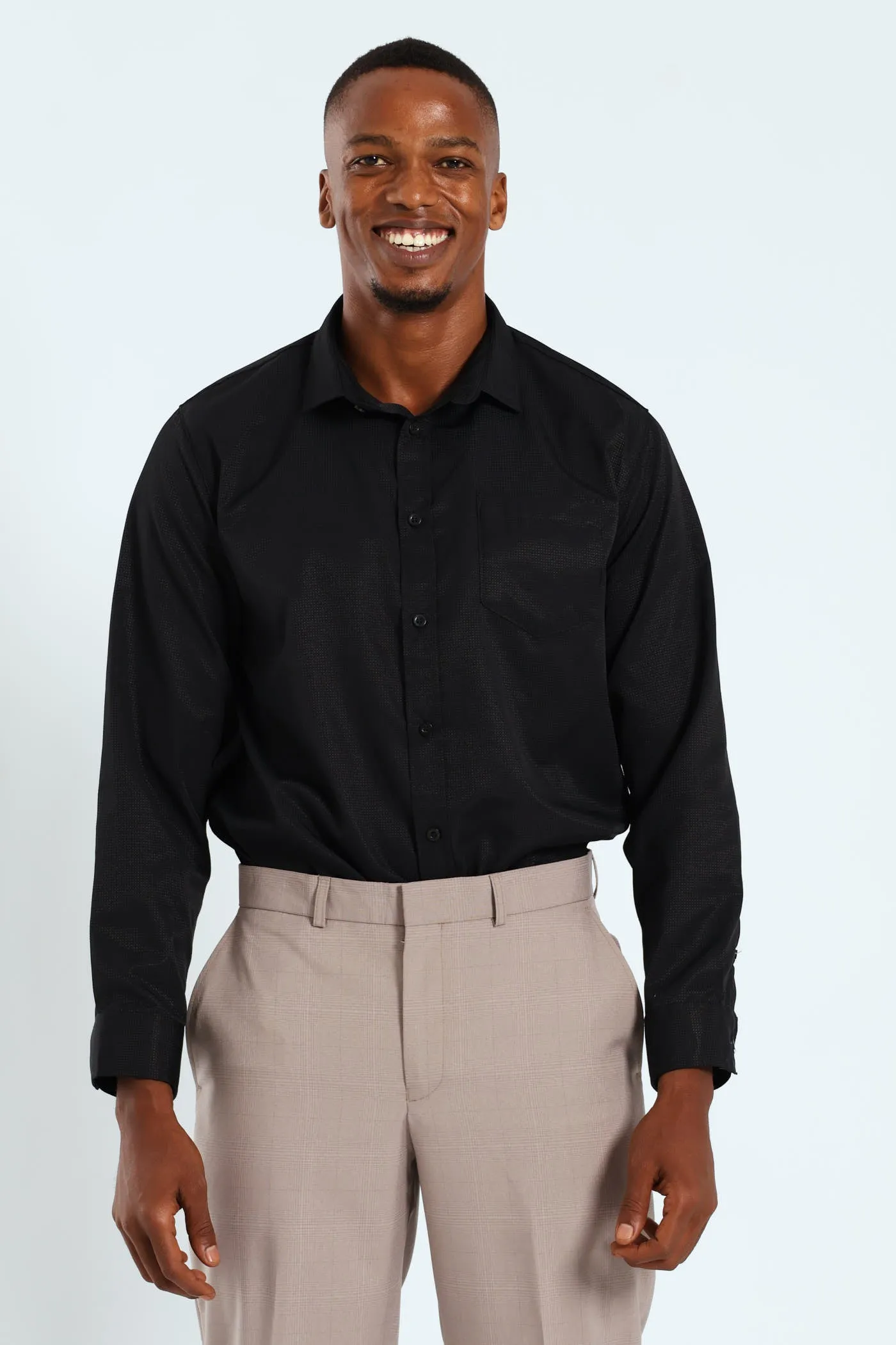 Slim Textured Long Sleeve Shirt - Black sold by Edgars product image thumbnail 5