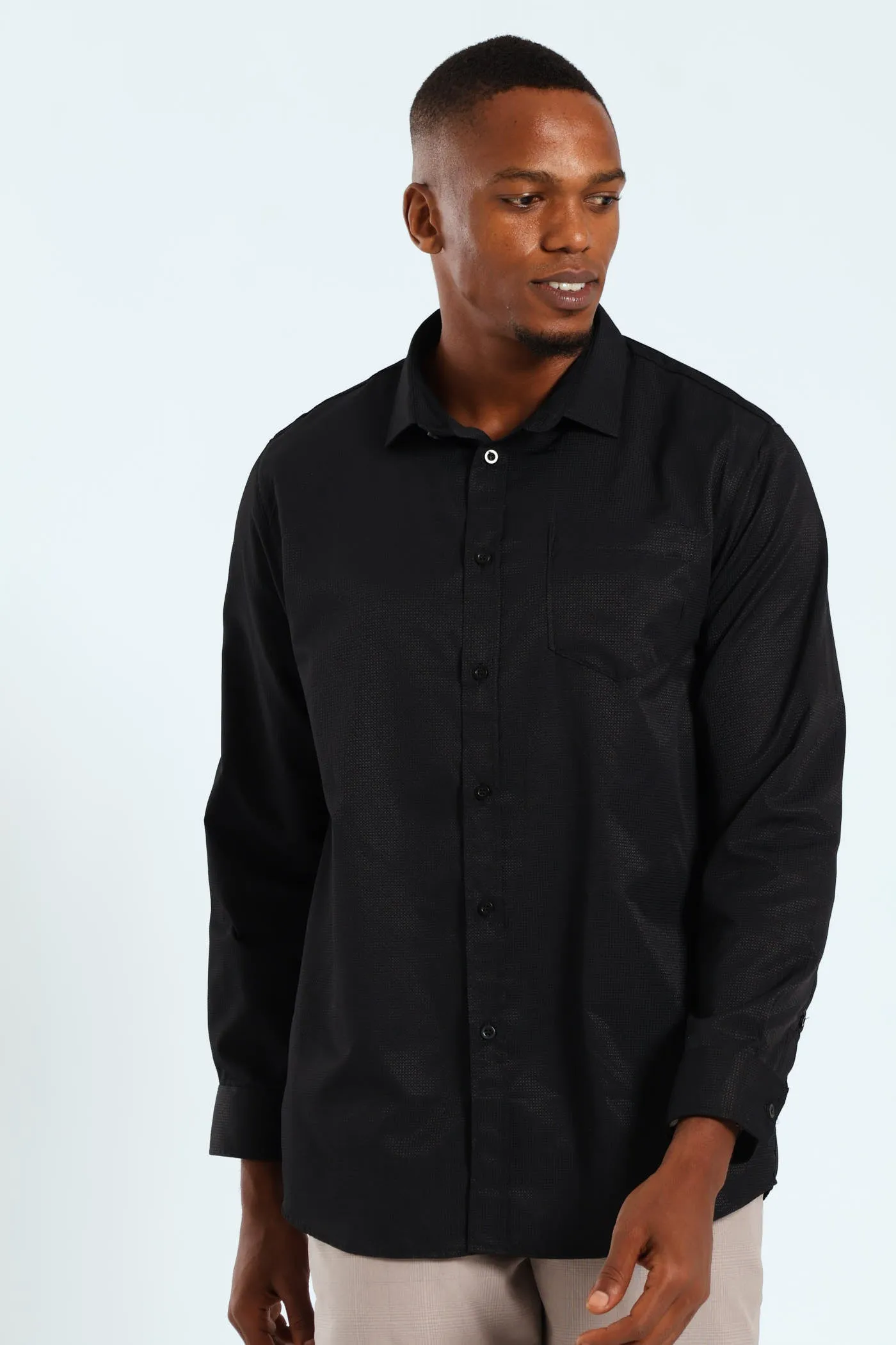 Slim Textured Long Sleeve Shirt - Black sold by Edgars product image thumbnail 3