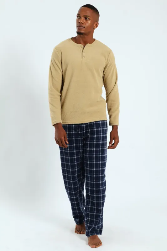 Polar Fleece Top & Check Pants Pyjama Set - Light Green sold by Edgars 