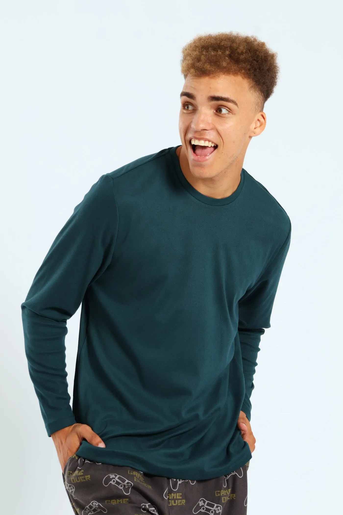 Long Sleeve Interlock Top - Green sold by Edgars