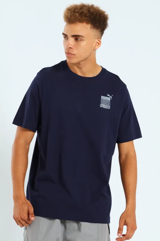 Graphics Logo Embroidery Tee - Navy sold by Edgars 