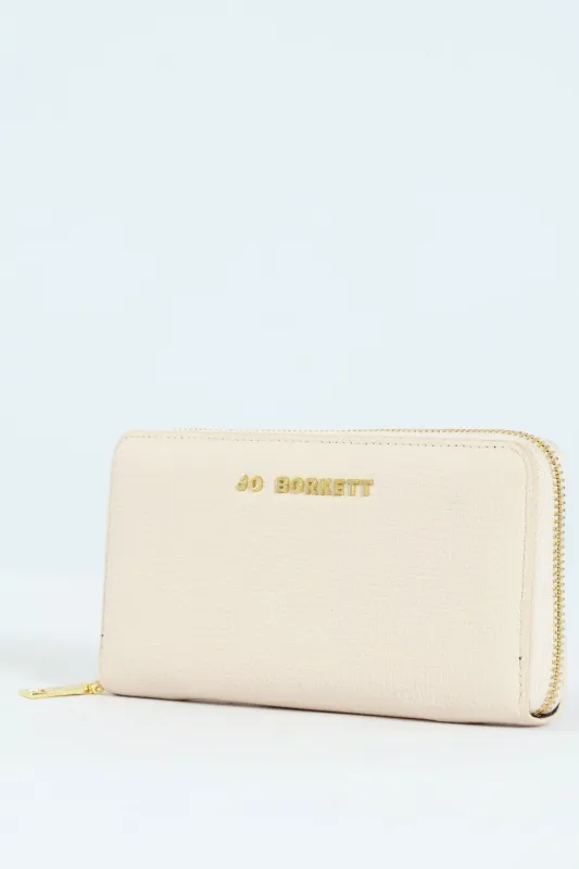 Carrie Pebble Raised Logo Ziparound Purse - Cream sold by Edgars