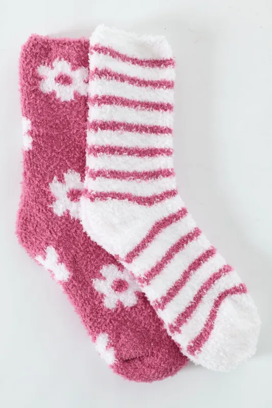 2 Pack Daisies Cosy Socks - Dusty Pink sold by Edgars 