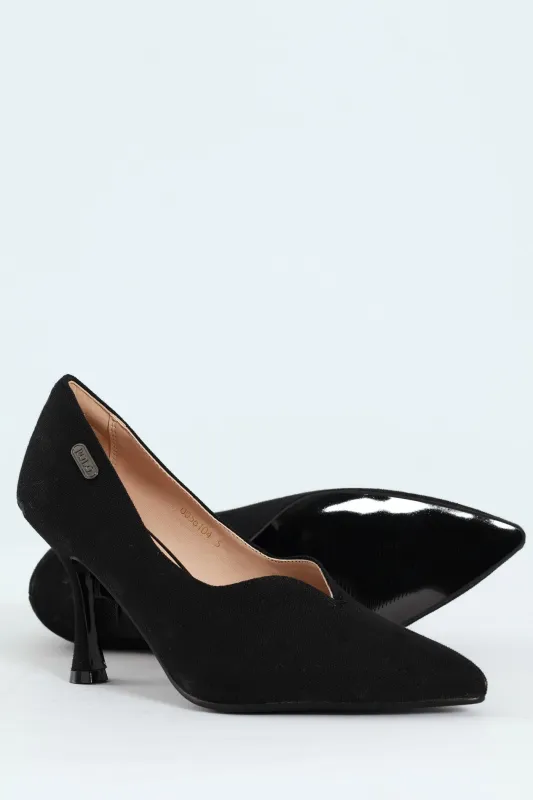 Jacquard Monogram Pointed Toe Court Heel - Black sold by Edgars