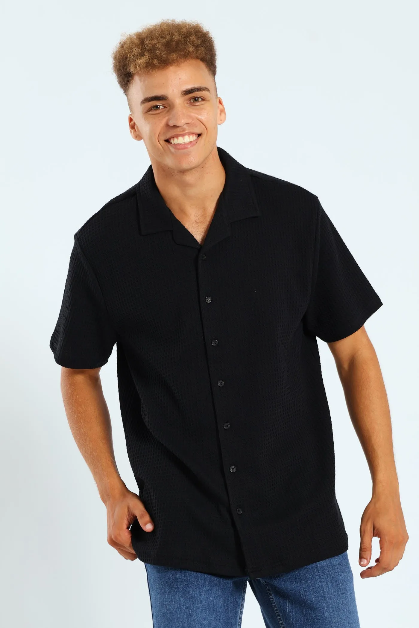 Grid Waffel Shirt - Black sold by Edgars