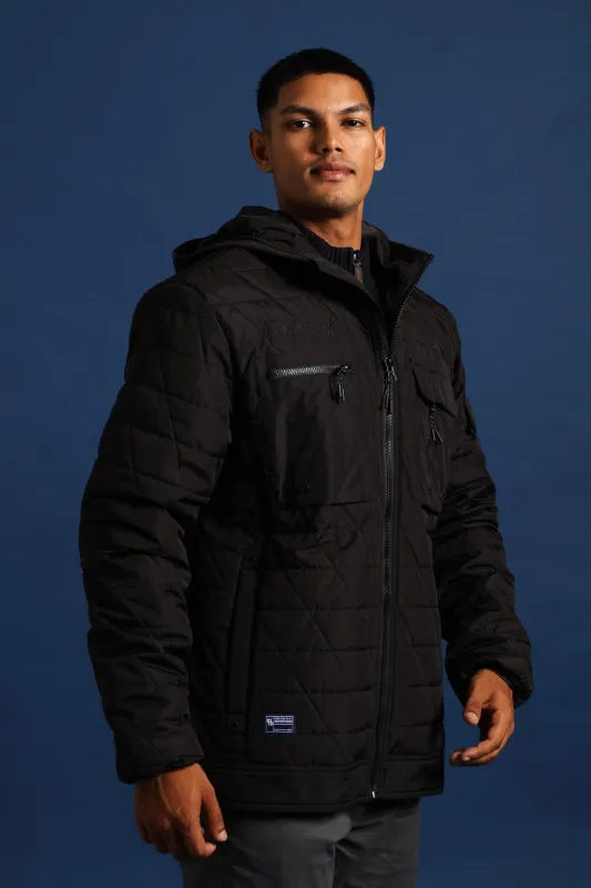 Quilted Utility Jacket - Black sold by Edgars 